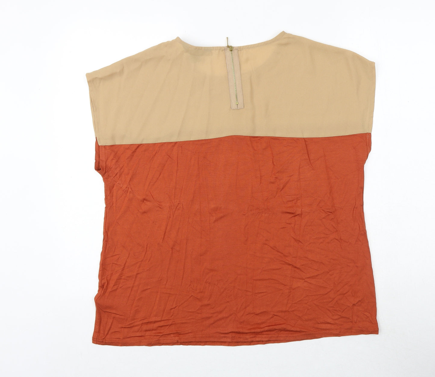 New Look Womens Orange Viscose Basic T-Shirt Size 14 Round Neck