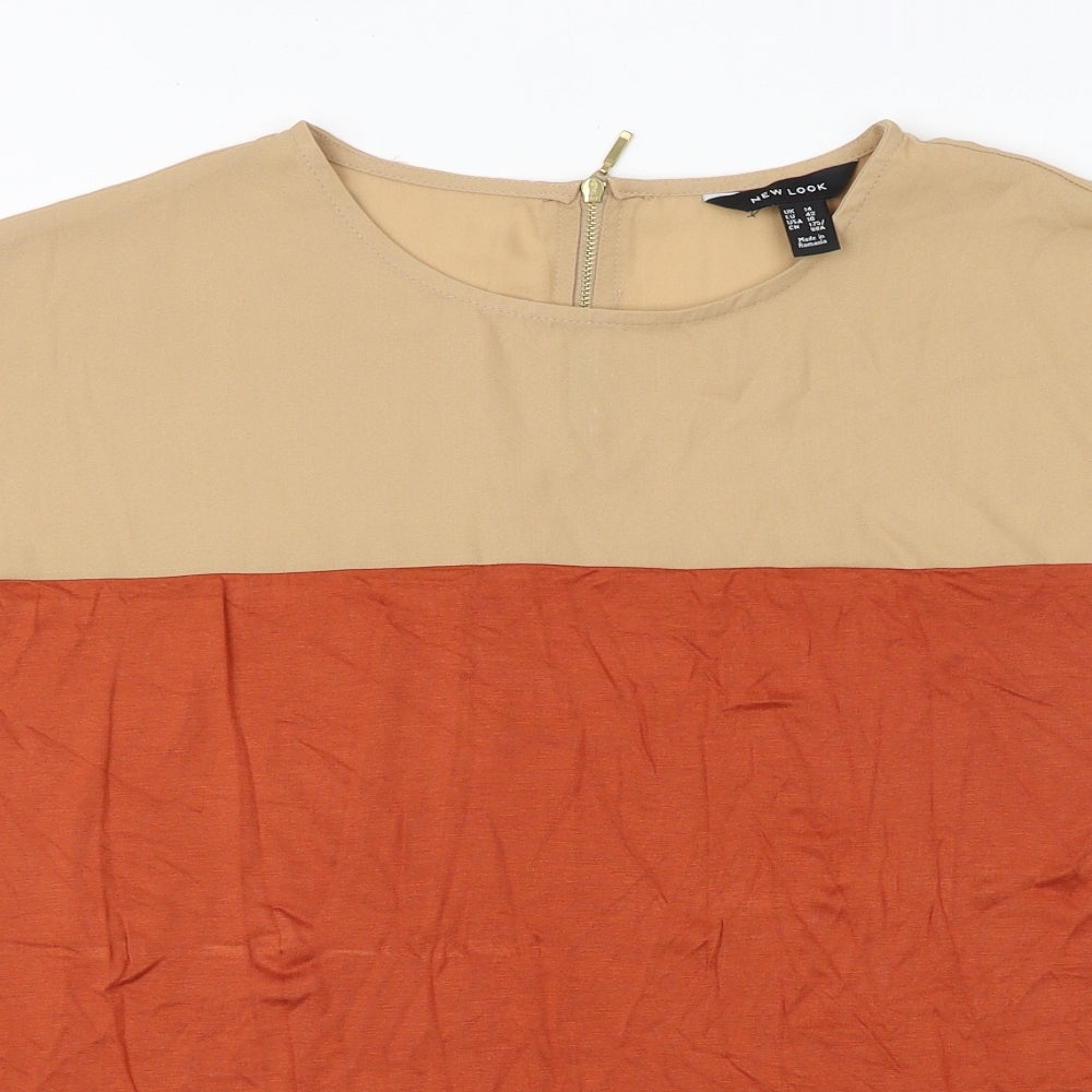 New Look Womens Orange Viscose Basic T-Shirt Size 14 Round Neck