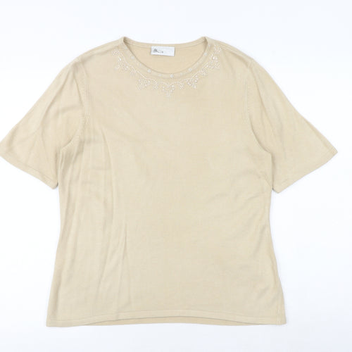 BHS Womens Beige Round Neck Acrylic Pullover Jumper Size 18