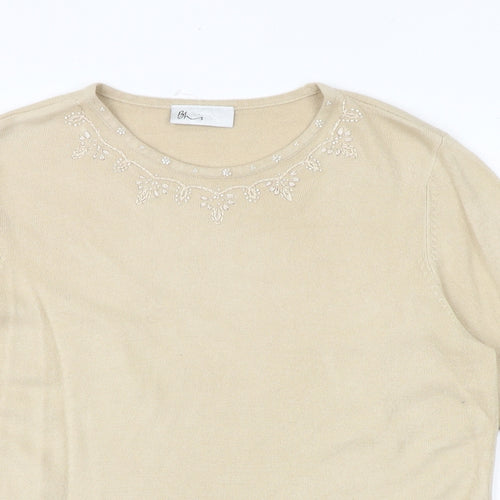 BHS Womens Beige Round Neck Acrylic Pullover Jumper Size 18