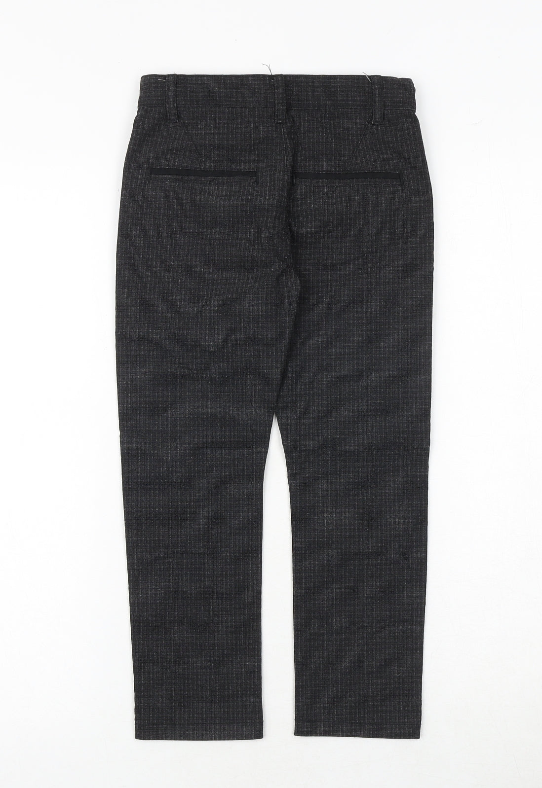 Undeniable Dudes Boys Grey Check Polyester Chino Trousers Size 6 Years Regular Zip