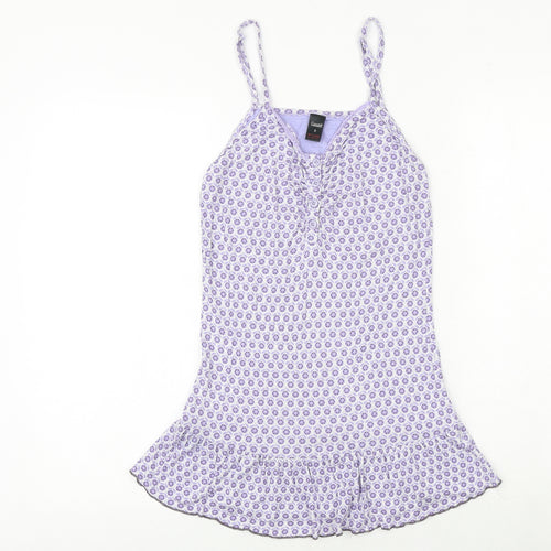 Gaspe Womens Purple Geometric Viscose Basic Blouse Size S V-Neck