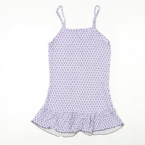Gaspe Womens Purple Geometric Viscose Basic Blouse Size S V-Neck