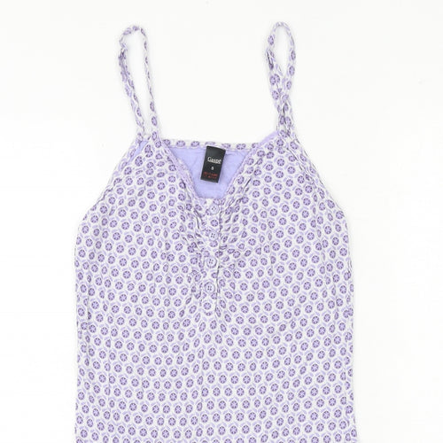 Gaspe Womens Purple Geometric Viscose Basic Blouse Size S V-Neck