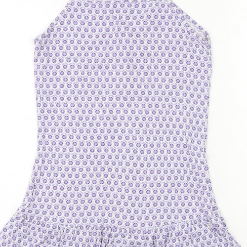 Gaspe Womens Purple Geometric Viscose Basic Blouse Size S V-Neck