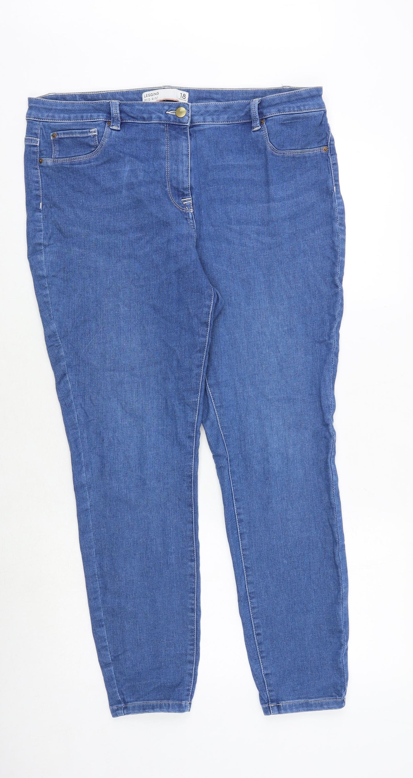 NEXT Womens Blue Cotton Jegging Jeans Size 18 Regular Zip