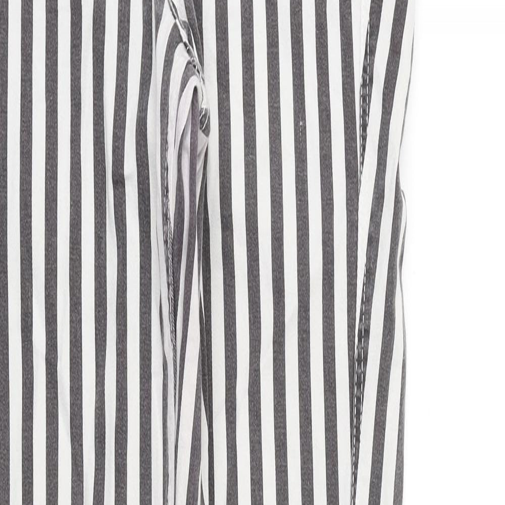 H&M Womens Grey Striped Cotton Skinny Jeans Size 8 Regular Zip