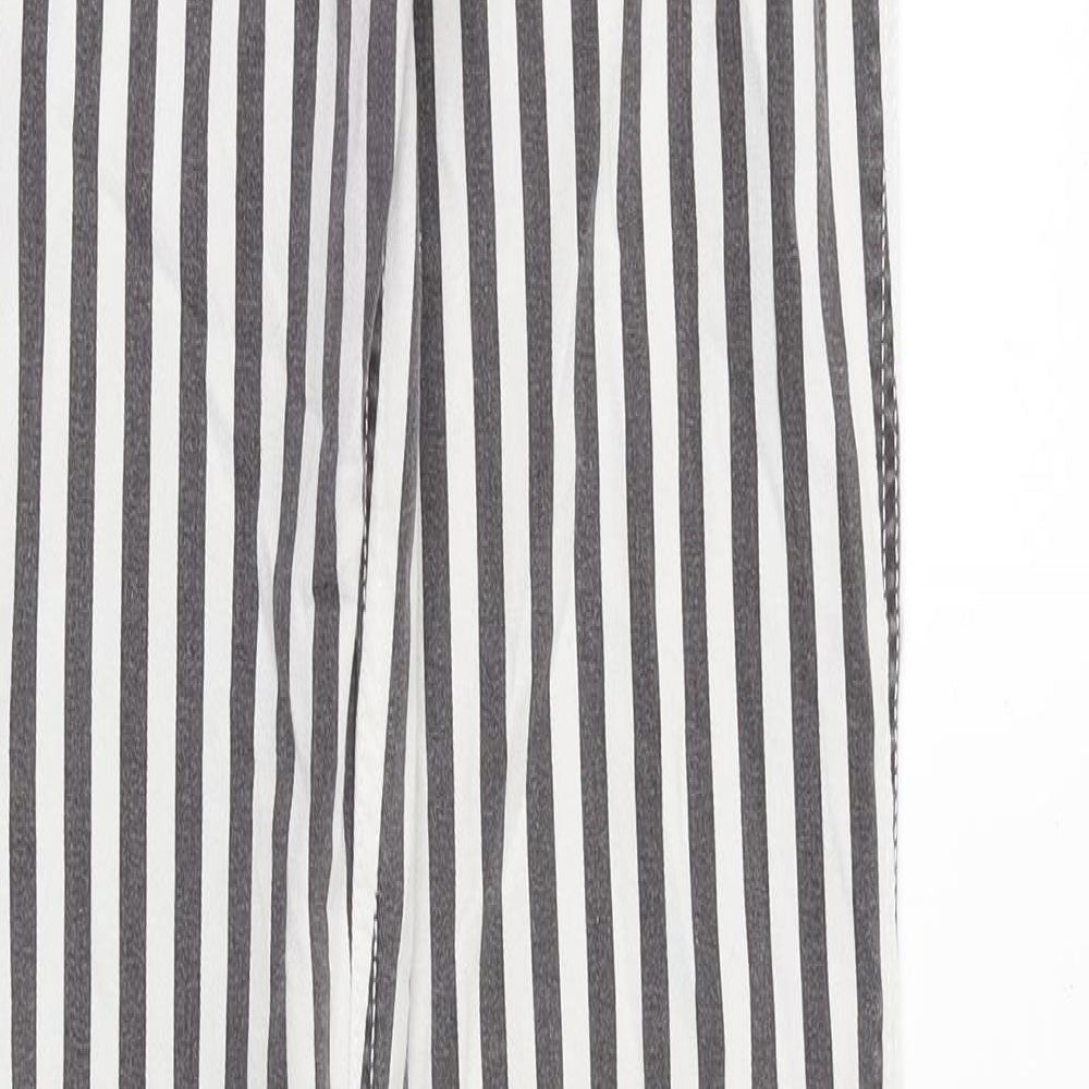 H&M Womens Grey Striped Cotton Skinny Jeans Size 8 Regular Zip
