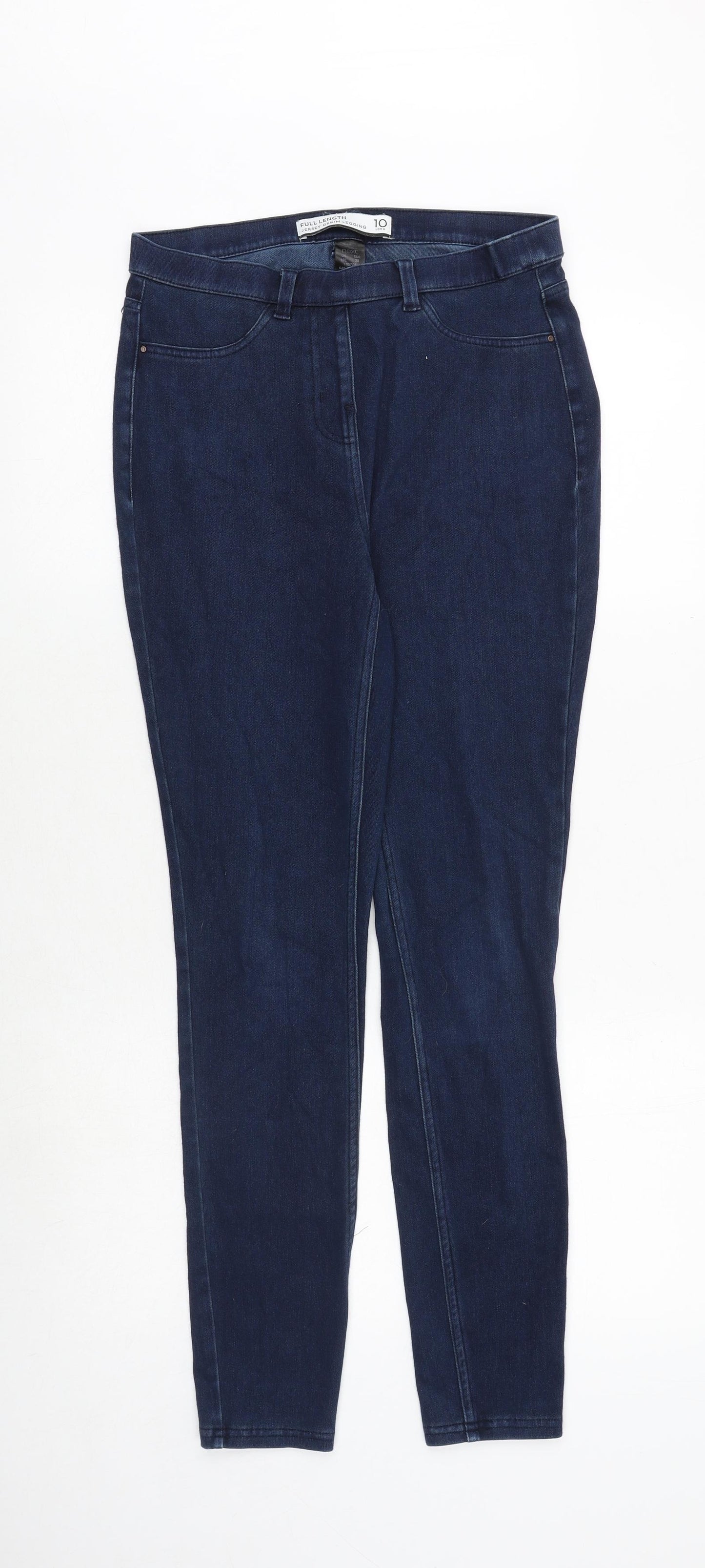 NEXT Womens Blue Herringbone Cotton Jegging Jeans Size 10 Regular