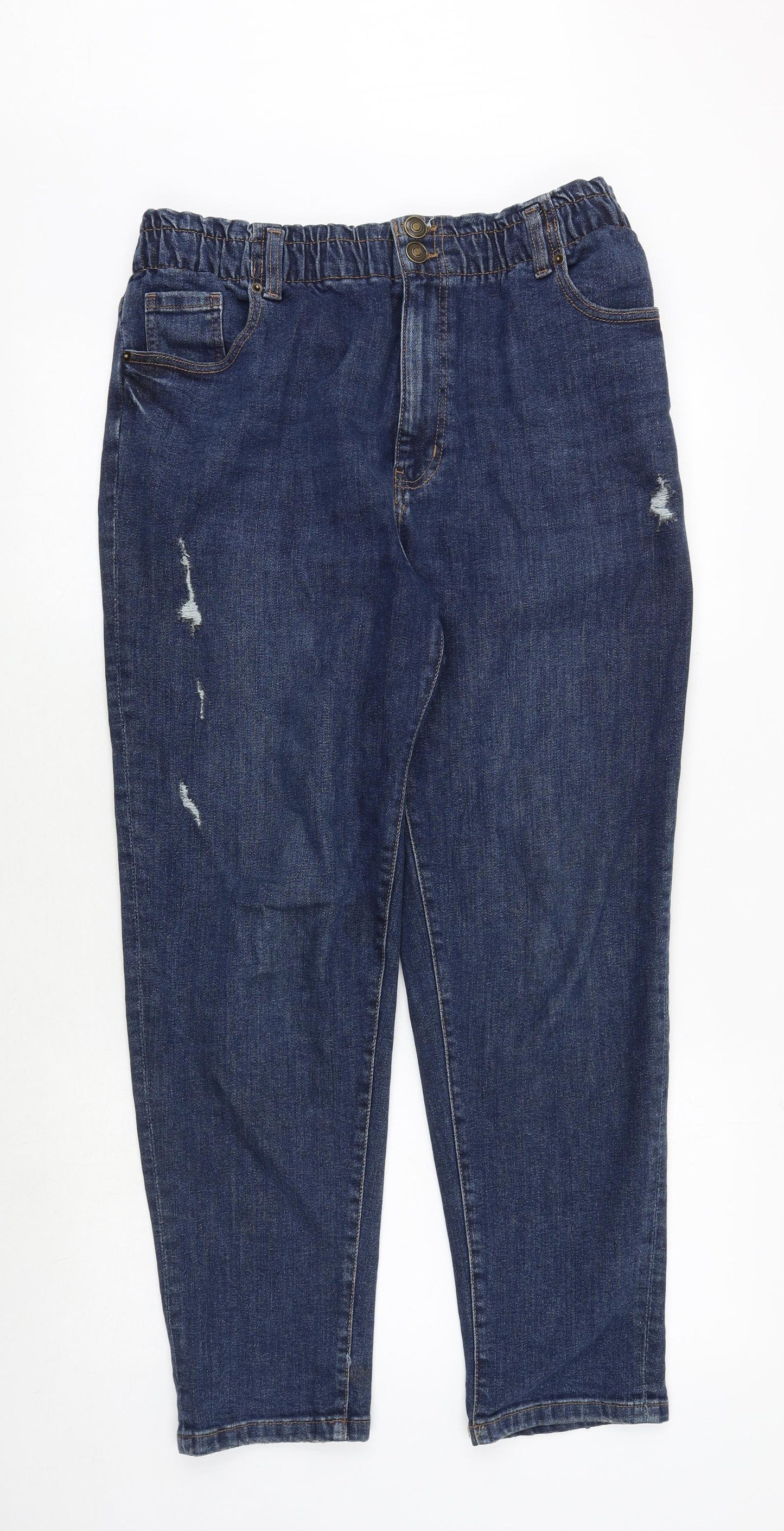 Yours For Good Womens Blue Cotton Skinny Jeans Size 14 Regular Zip