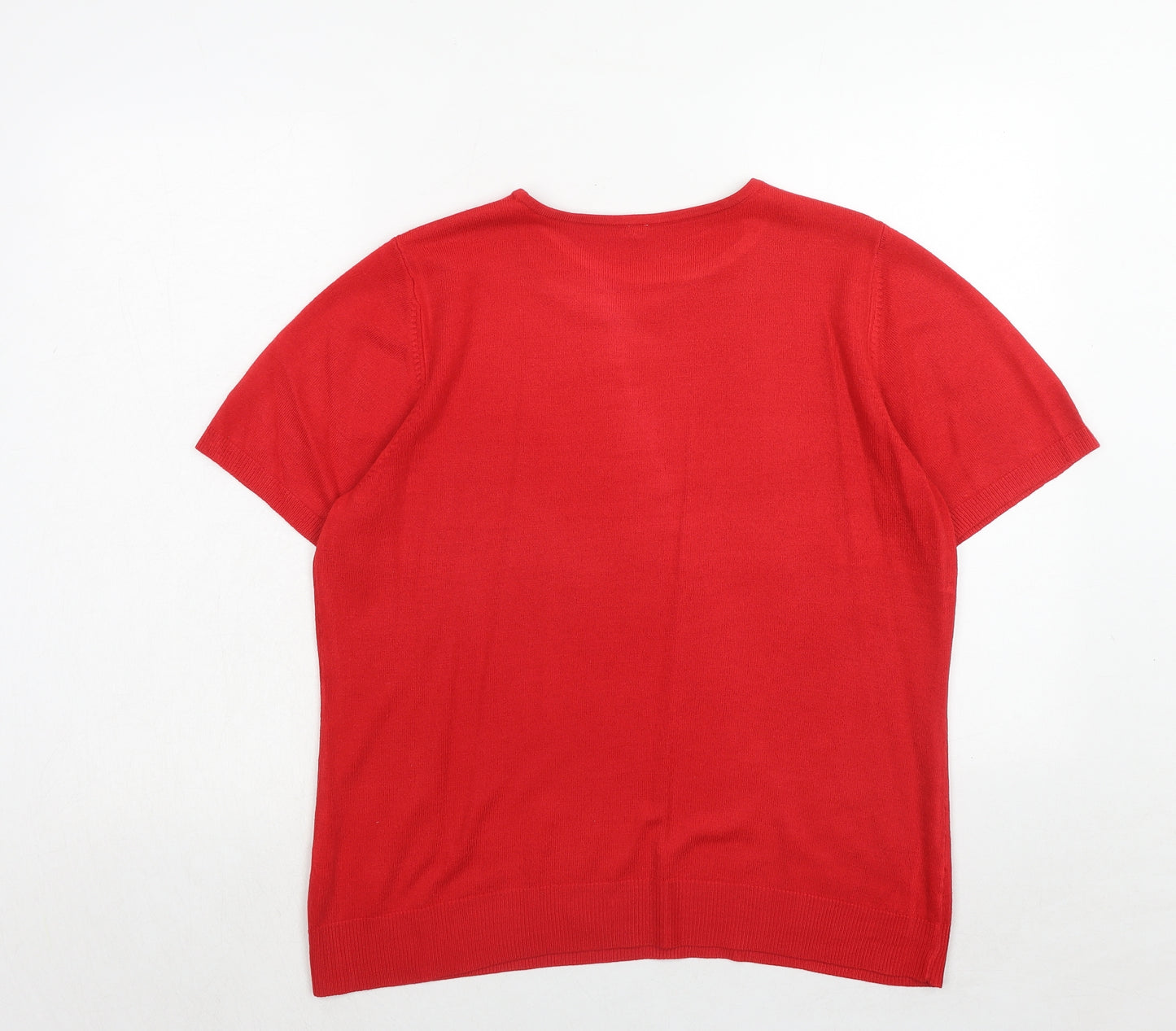 BHS Womens Red Round Neck Acrylic Pullover Jumper Size 14