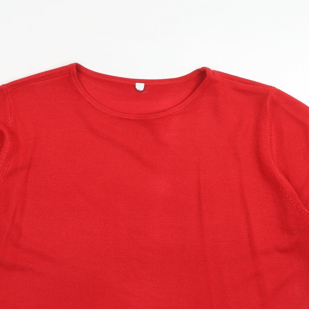 BHS Womens Red Round Neck Acrylic Pullover Jumper Size 14