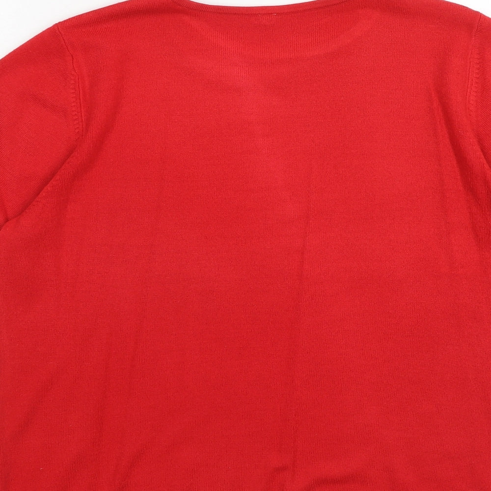 BHS Womens Red Round Neck Acrylic Pullover Jumper Size 14