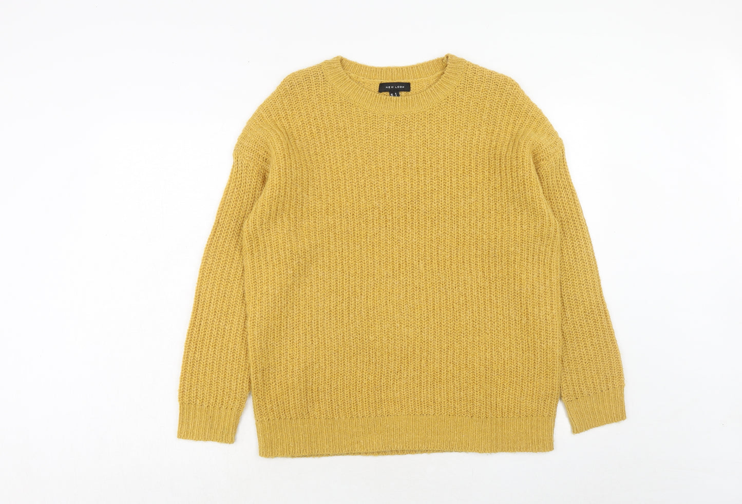 New Look Womens Yellow Round Neck Acrylic Pullover Jumper Size S