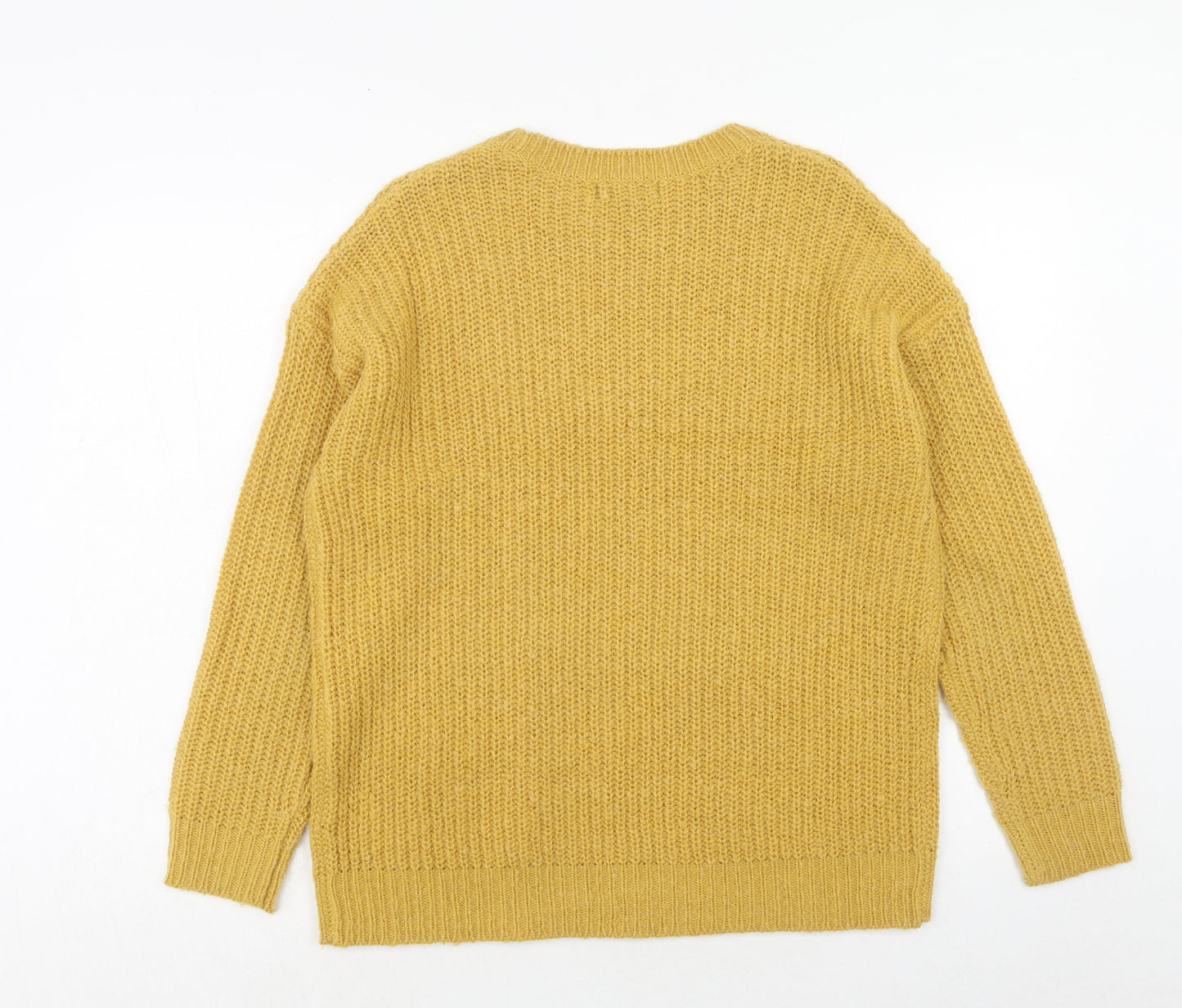 New Look Womens Yellow Round Neck Acrylic Pullover Jumper Size S