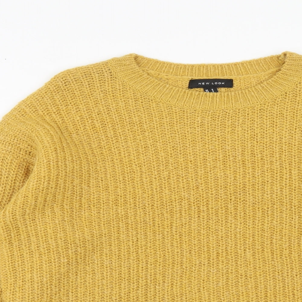 New Look Womens Yellow Round Neck Acrylic Pullover Jumper Size S
