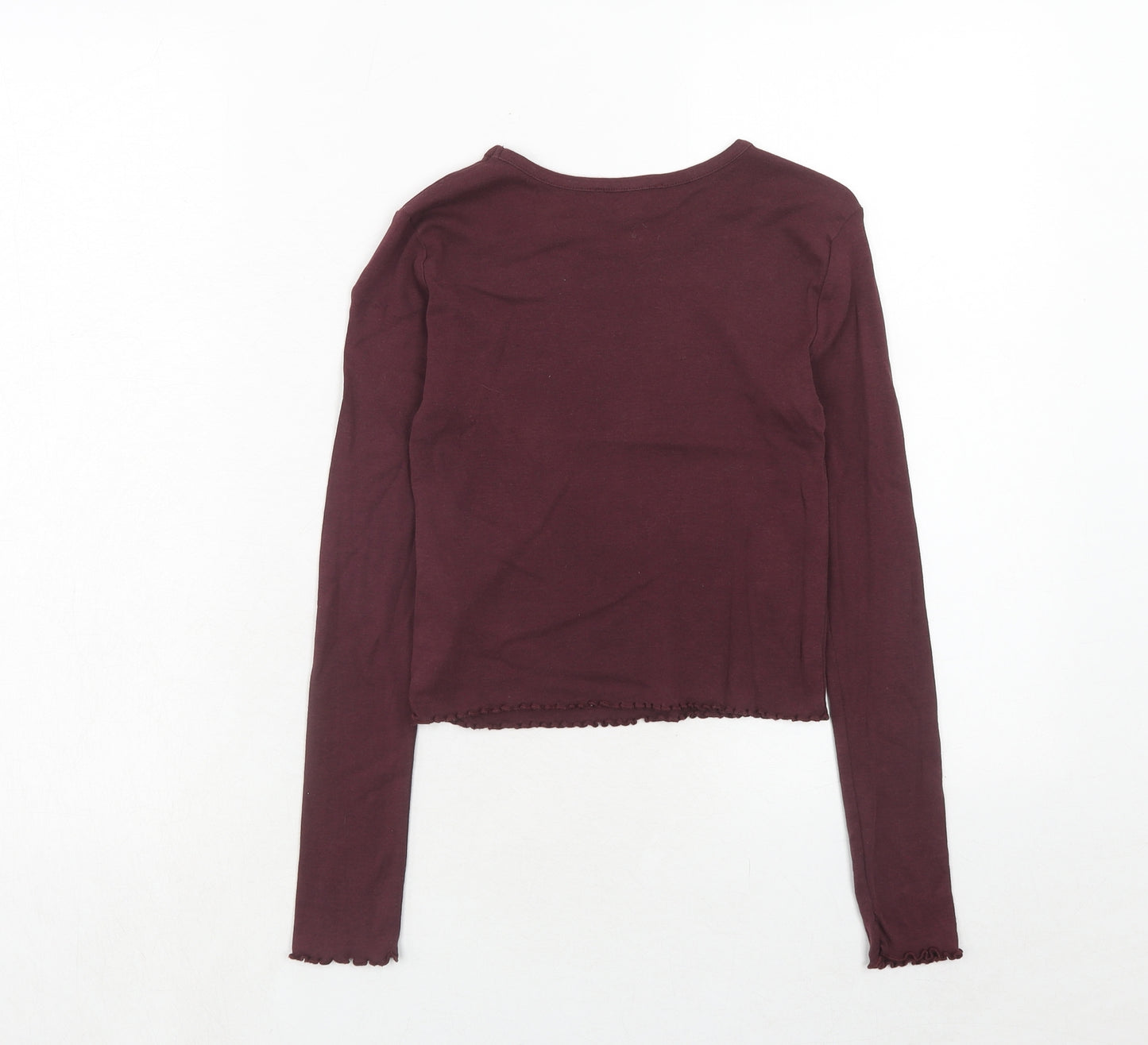 Topshop Womens Purple Cotton Basic T-Shirt Size 6 Round Neck