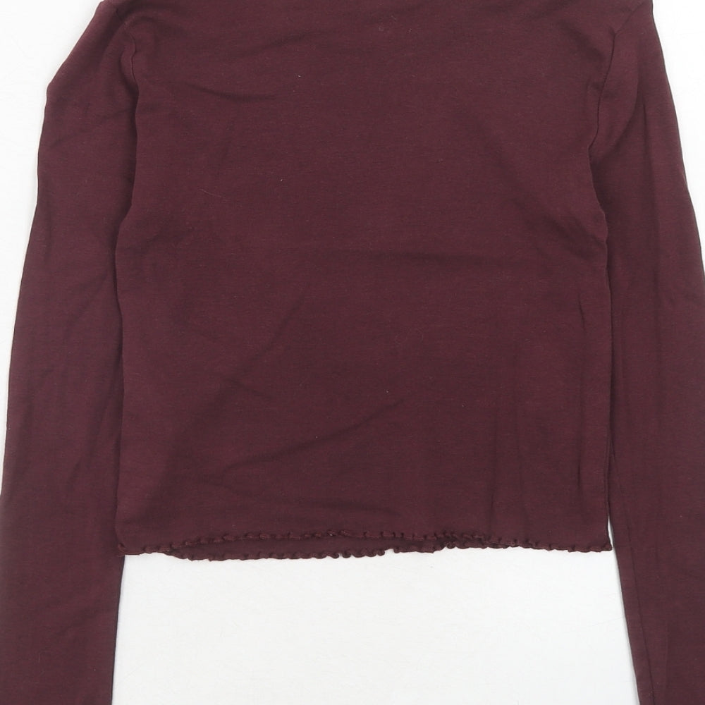 Topshop Womens Purple Cotton Basic T-Shirt Size 6 Round Neck