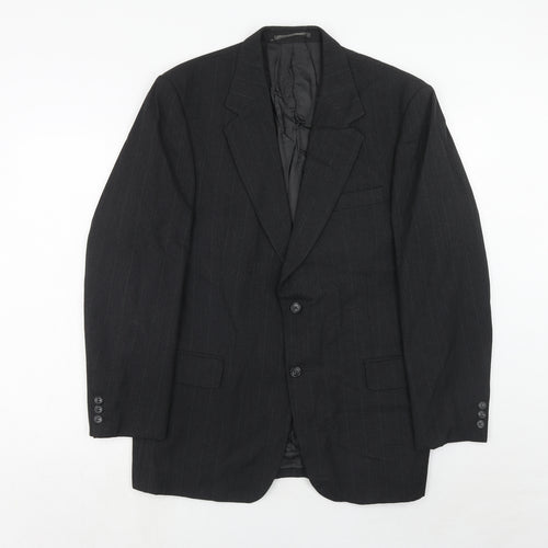 Brook Taverner Mens Grey Striped Polyester Jacket Suit Jacket Size 42 Regular