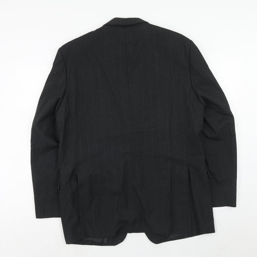 Brook Taverner Mens Grey Striped Polyester Jacket Suit Jacket Size 42 Regular