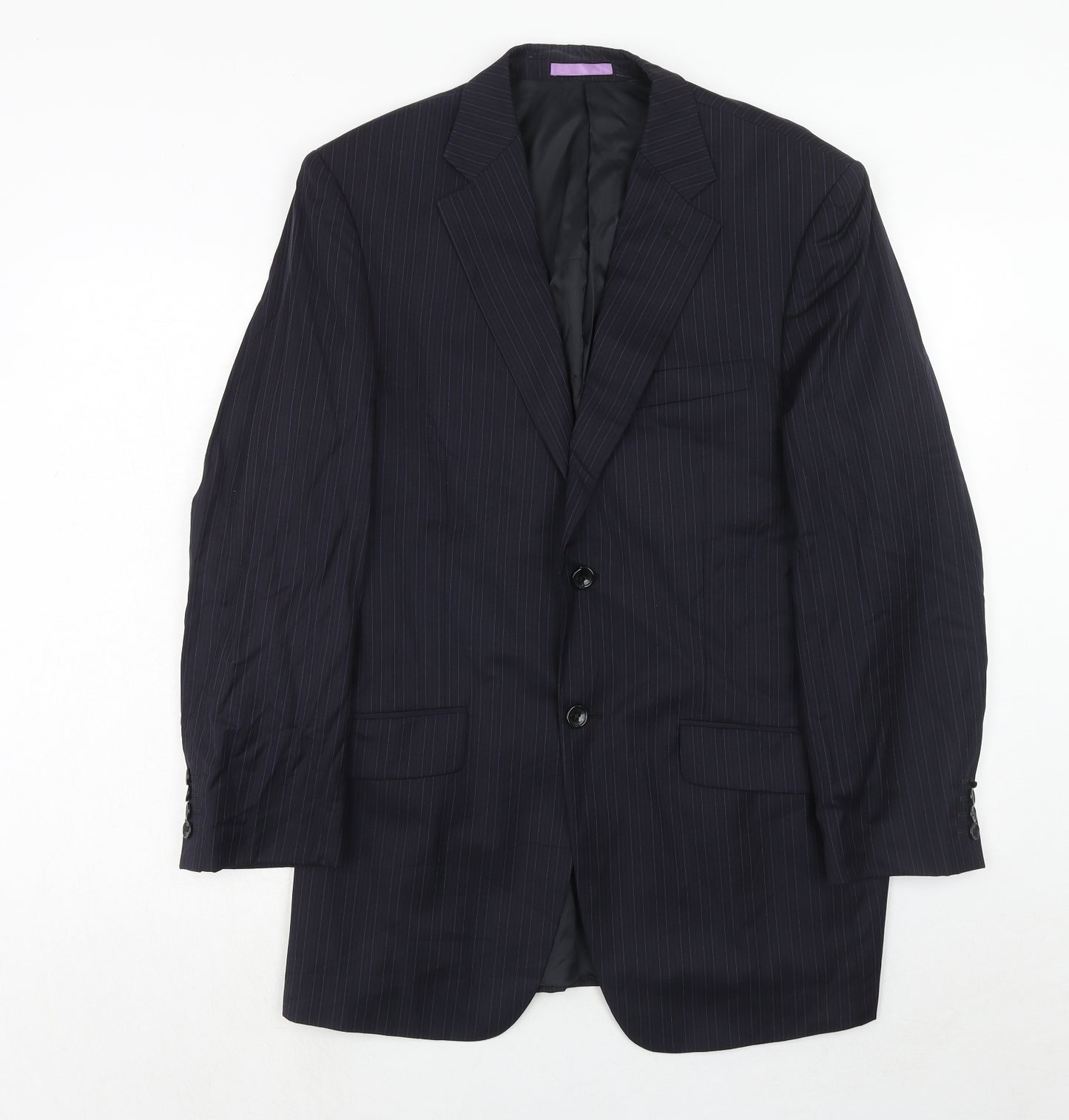 French Eye Mens Blue Striped Wool Jacket Suit Jacket Size 42 Regular