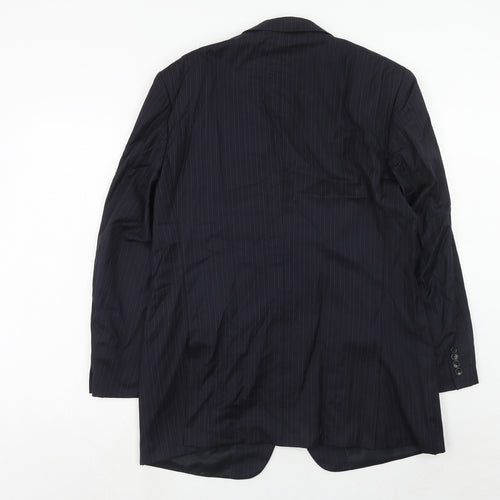 French Eye Mens Blue Striped Wool Jacket Suit Jacket Size 42 Regular