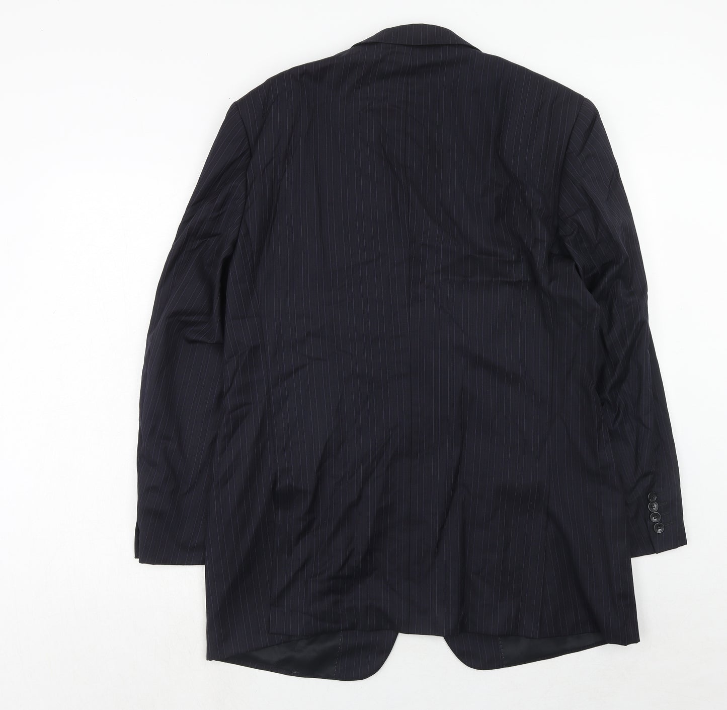 French Eye Mens Blue Striped Wool Jacket Suit Jacket Size 42 Regular