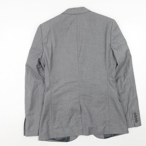 Topman Mens Grey Polyester Jacket Suit Jacket Size 38 Regular