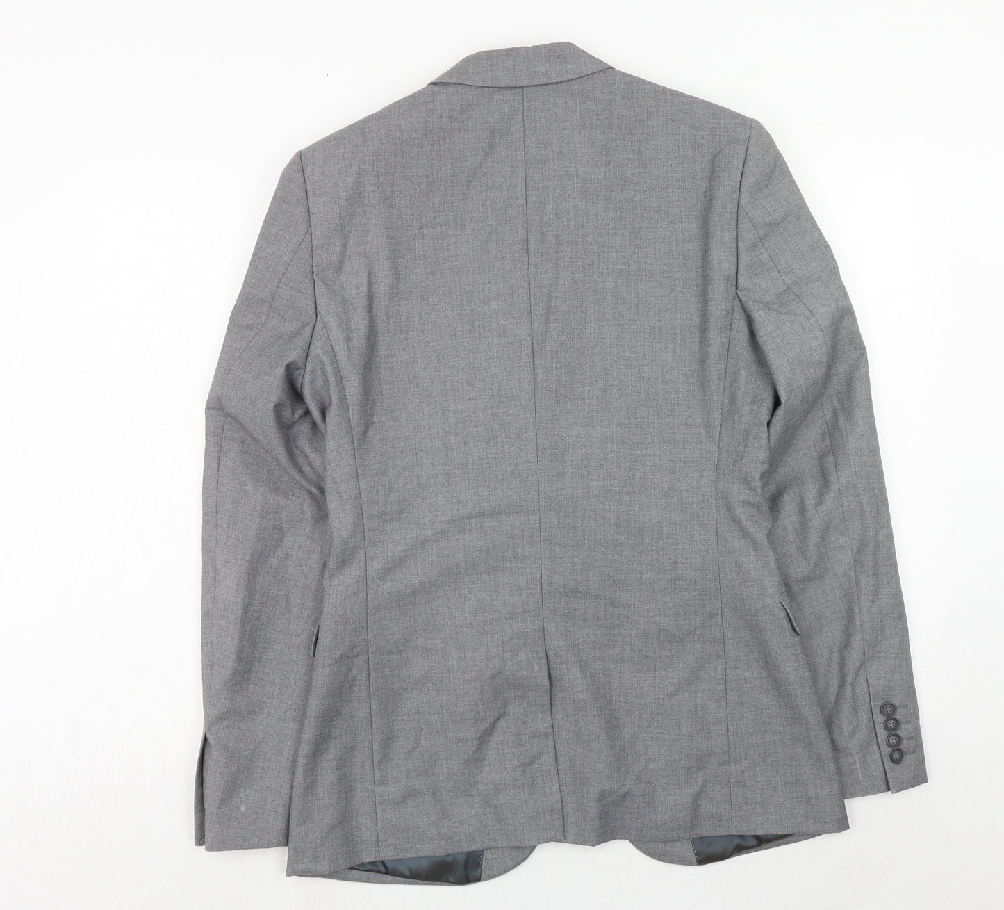Topman Mens Grey Polyester Jacket Suit Jacket Size 38 Regular