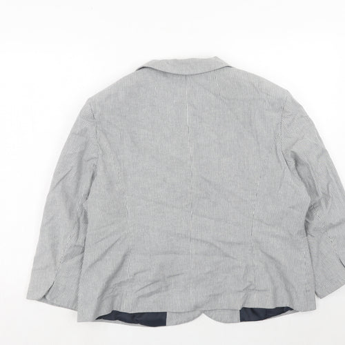 BHS Womens Grey Striped Cotton Jacket Blazer Size 20