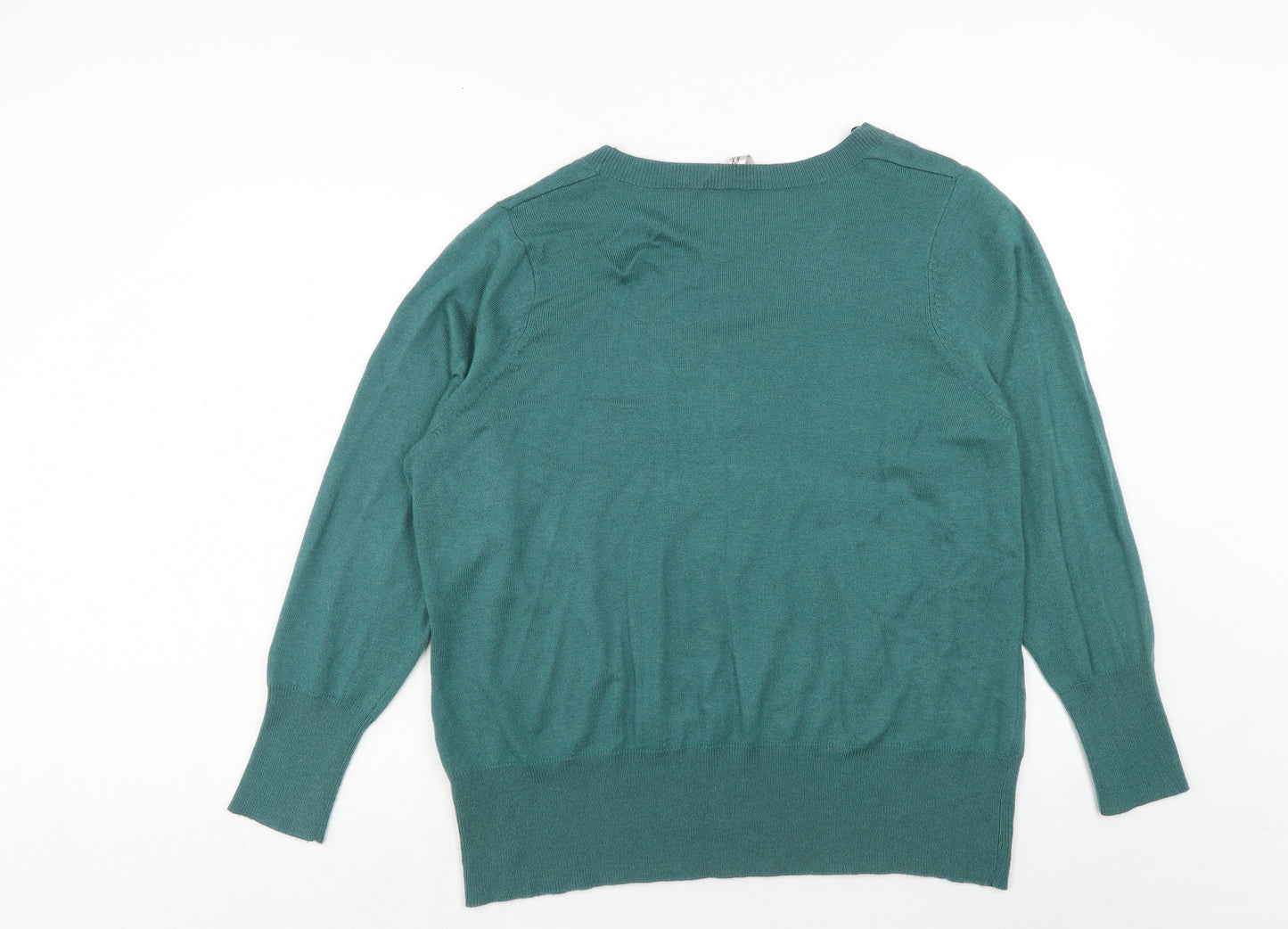 Evans Womens Green Scoop Neck Acrylic Pullover Jumper Size 22