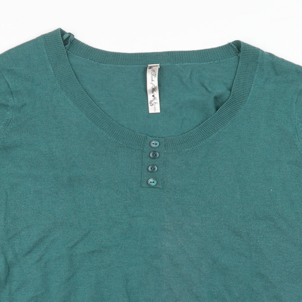 Evans Womens Green Scoop Neck Acrylic Pullover Jumper Size 22