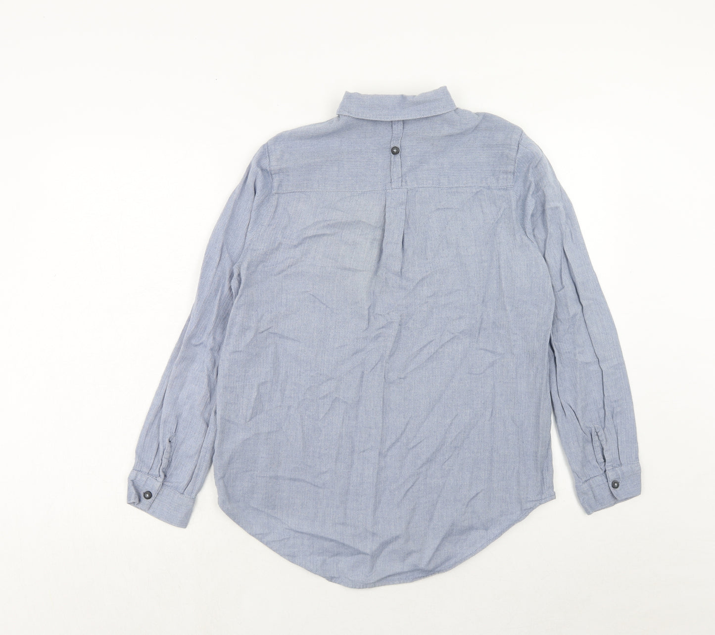 Topshop Womens Blue Cotton Basic Button-Up Size 12 Collared