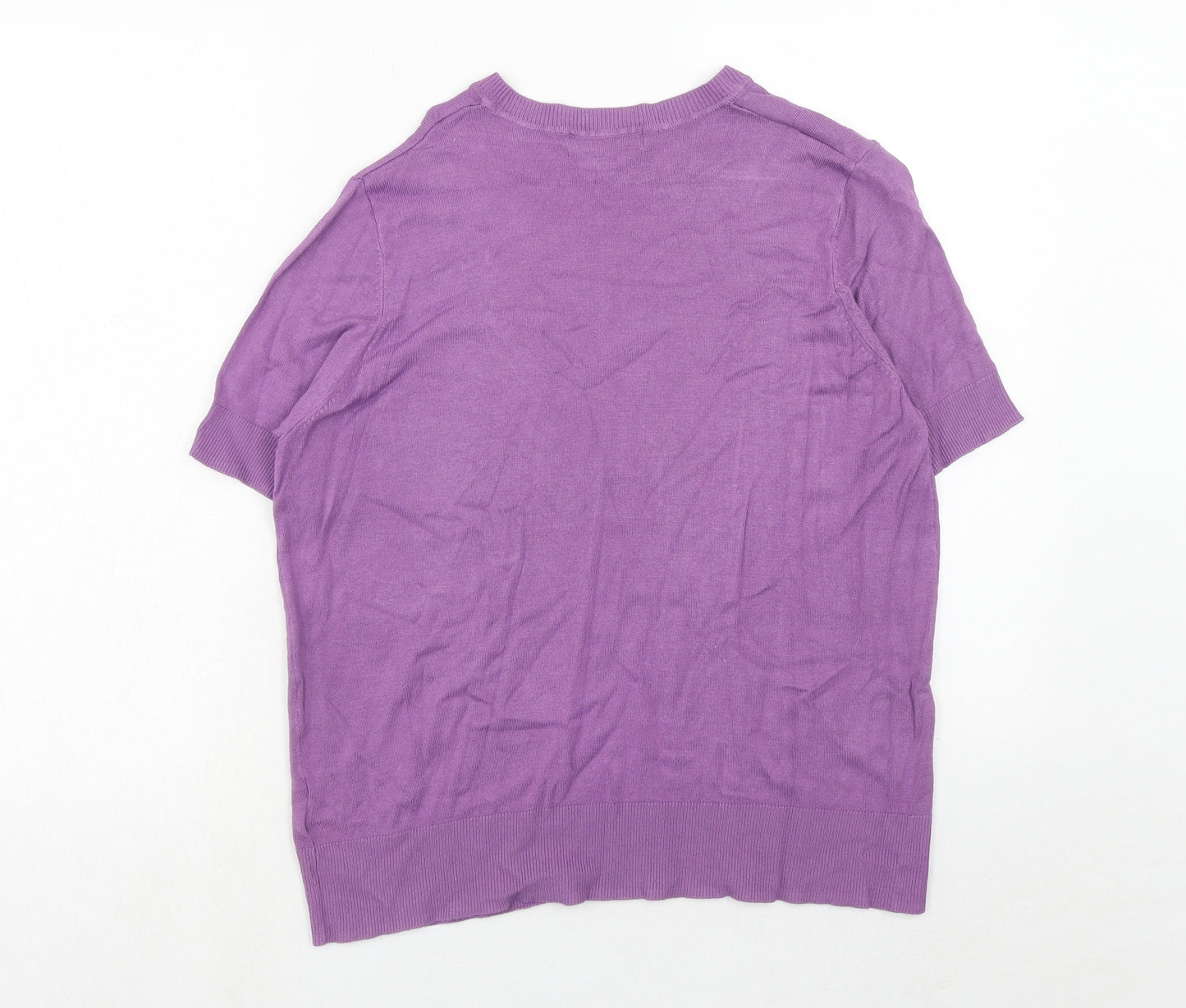 Marks and Spencer Womens Purple Round Neck Acrylic Pullover Jumper Size 14