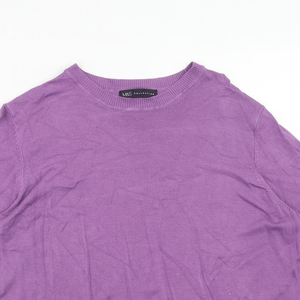Marks and Spencer Womens Purple Round Neck Acrylic Pullover Jumper Size 14