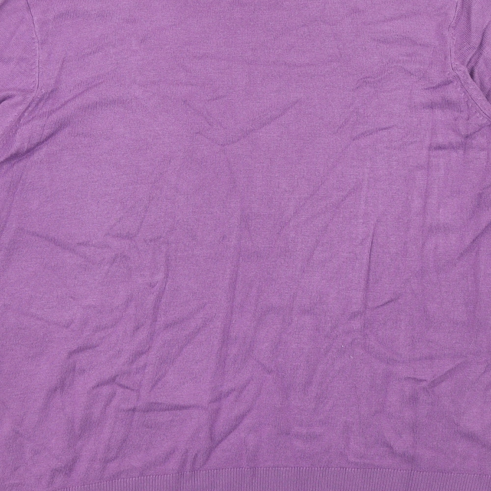 Marks and Spencer Womens Purple Round Neck Acrylic Pullover Jumper Size 14
