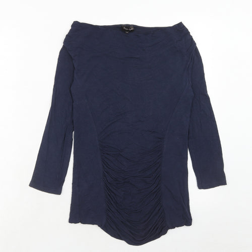 Phase Eight Womens Blue Viscose Basic Blouse Size M Round Neck