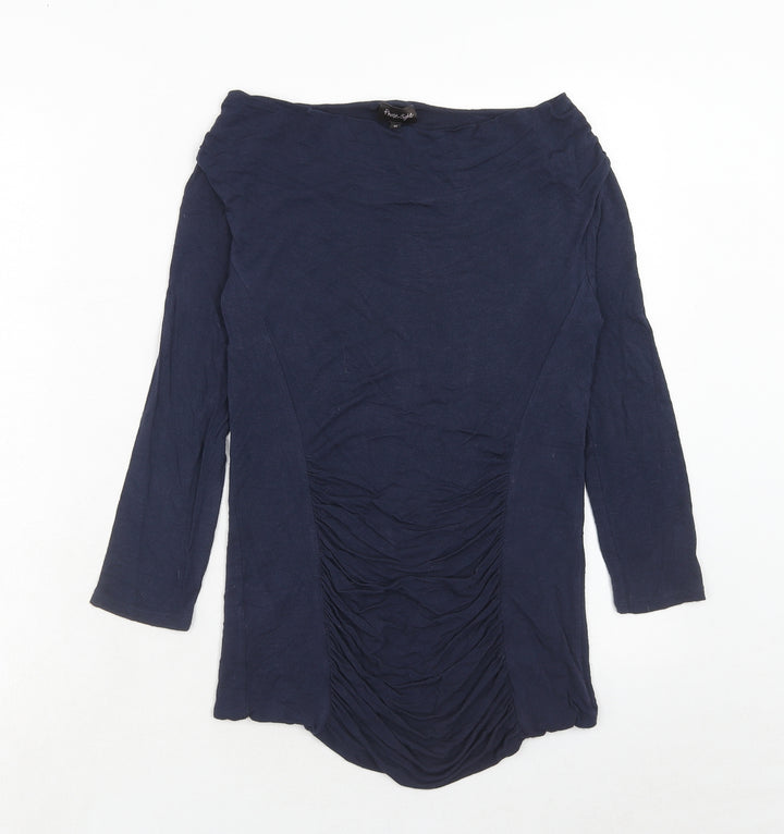 Phase Eight Womens Blue Viscose Basic Blouse Size M Round Neck