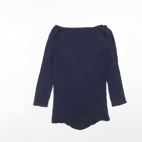 Phase Eight Womens Blue Viscose Basic Blouse Size M Round Neck