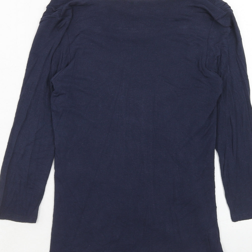 Phase Eight Womens Blue Viscose Basic Blouse Size M Round Neck