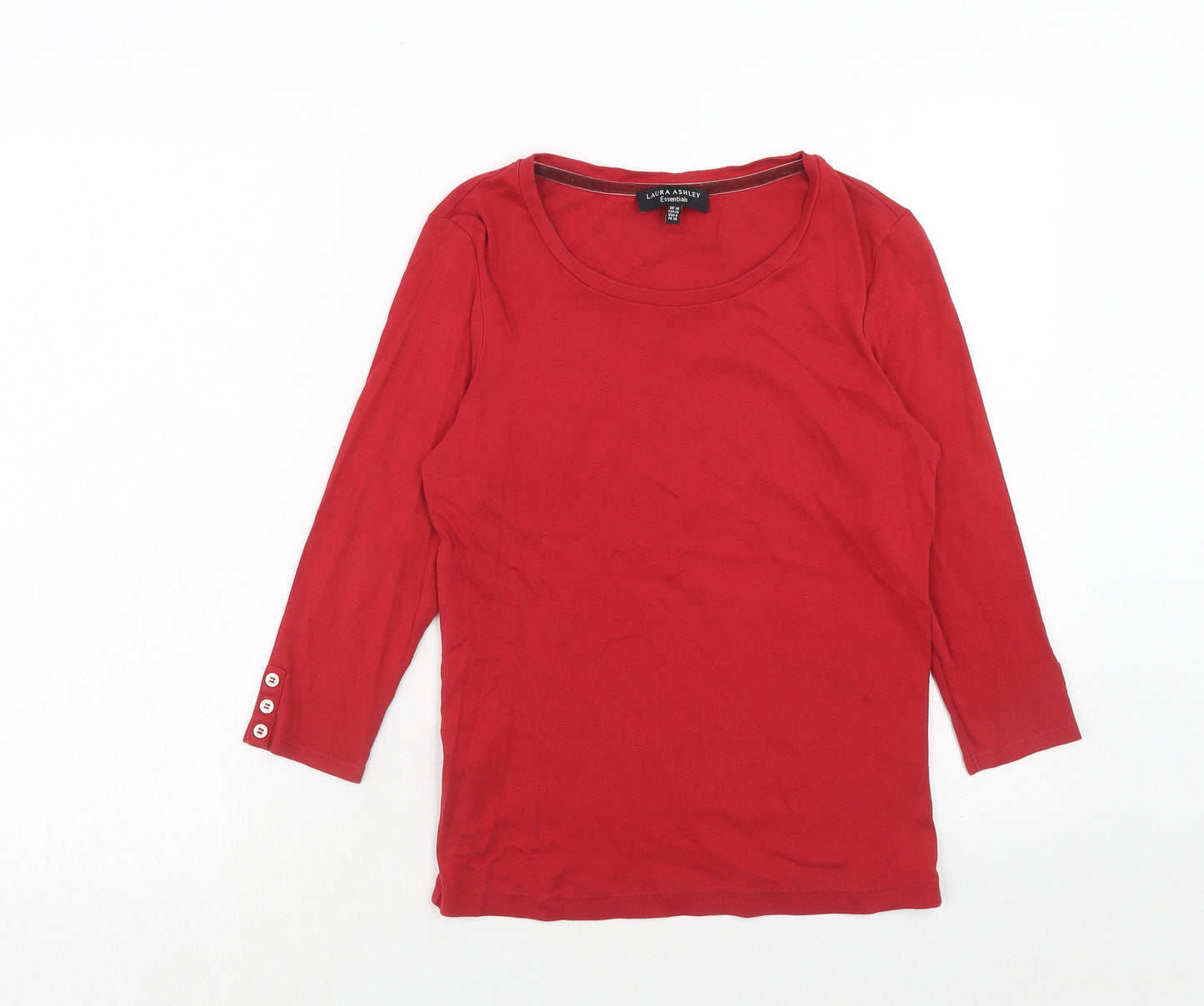 Laura Ashley Womens Red Cotton Basic T-Shirt Size 10 Round Neck