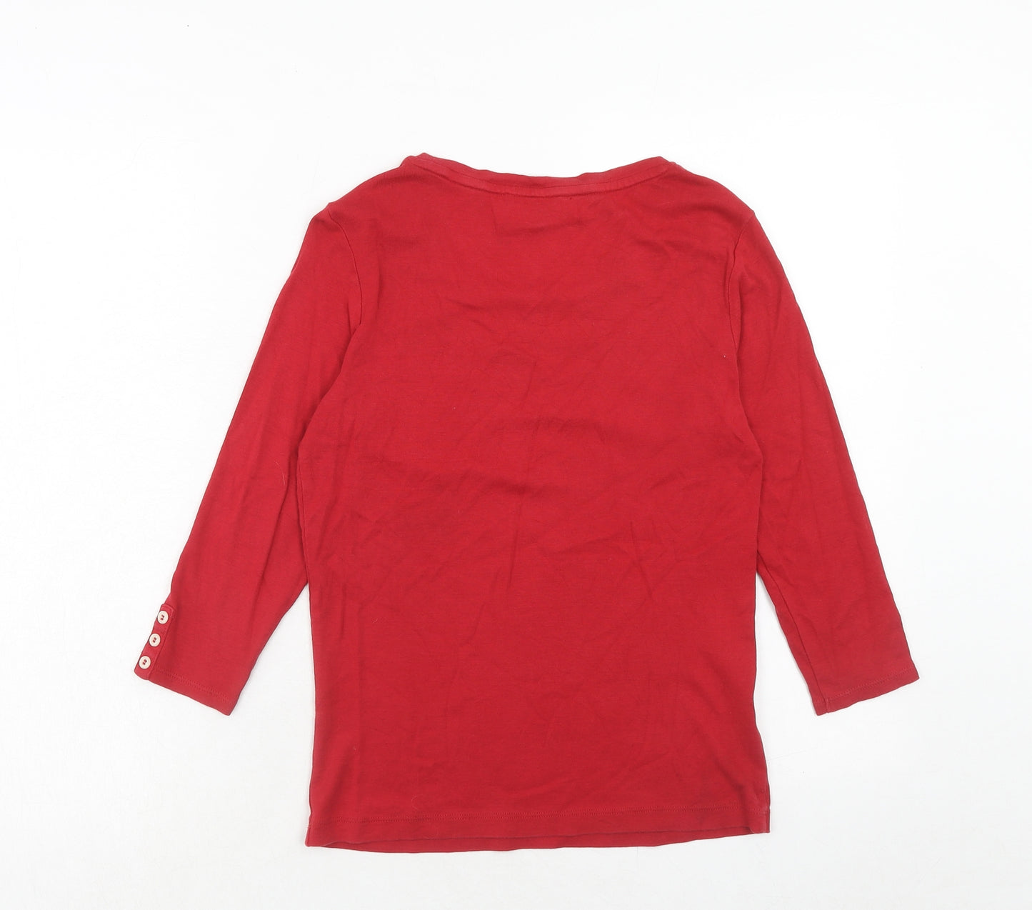 Laura Ashley Womens Red Cotton Basic T-Shirt Size 10 Round Neck
