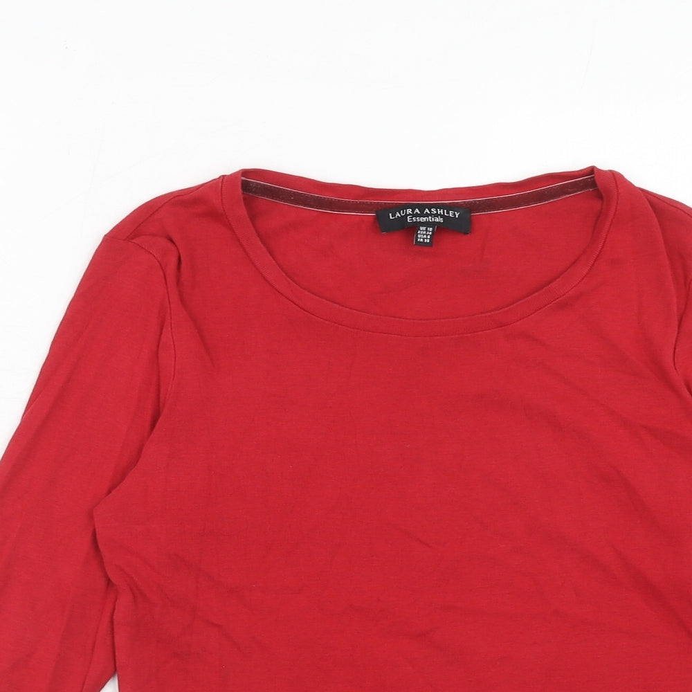 Laura Ashley Womens Red Cotton Basic T-Shirt Size 10 Round Neck