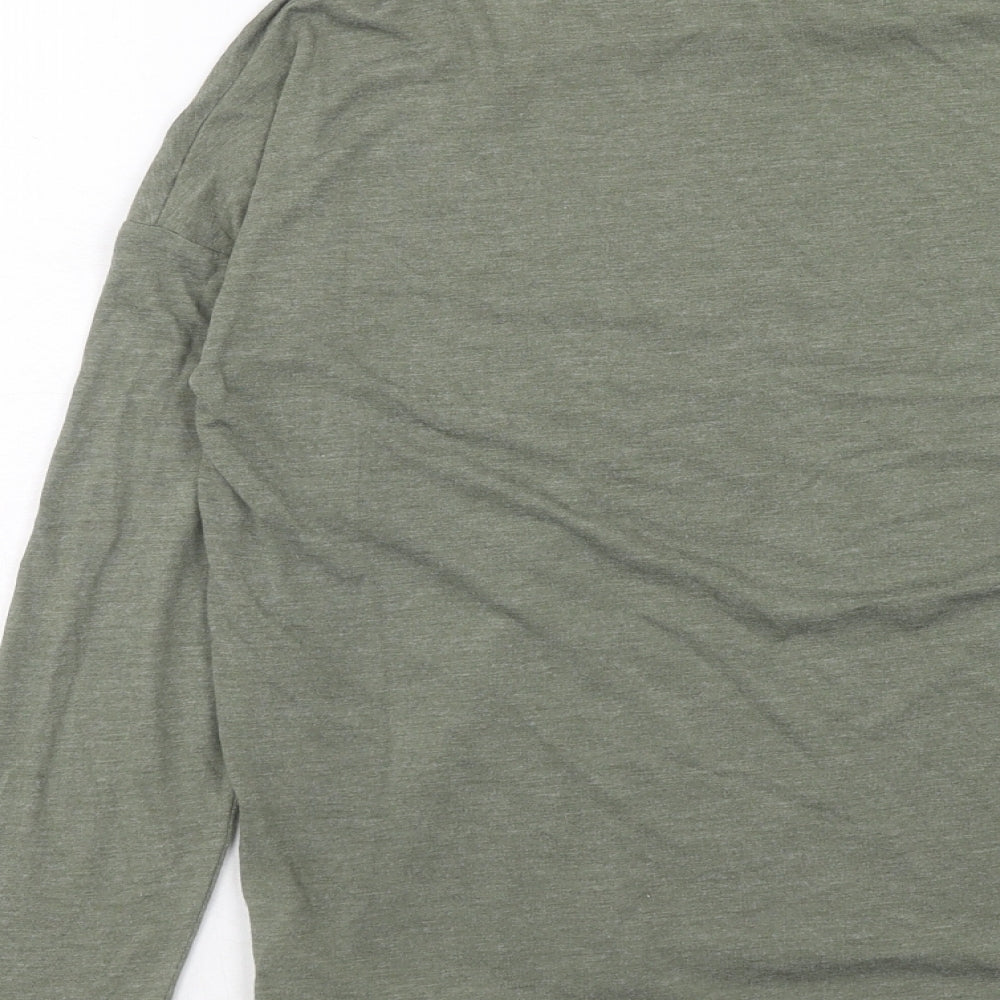 New Look Womens Green Polyester Basic T-Shirt Size 12 Roll Neck - Cold Shoulder