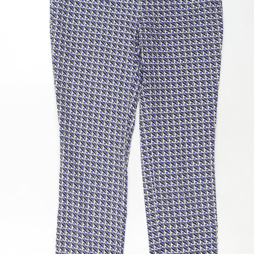 Dalia Womens Blue Geometric Polyester Chino Trousers Size 30 in Regular Hook & Eye