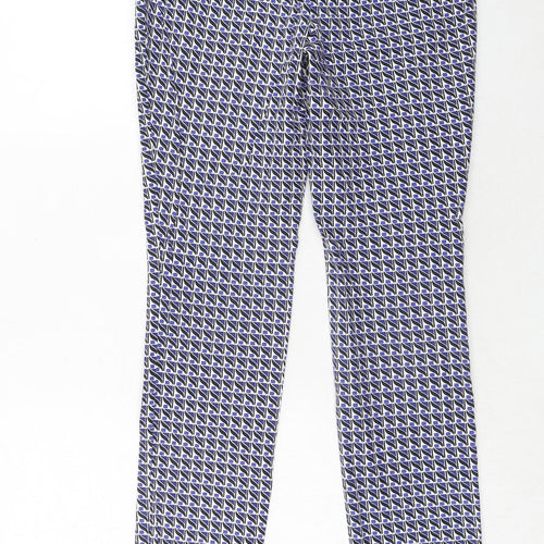 Dalia Womens Blue Geometric Polyester Chino Trousers Size 30 in Regular Hook & Eye