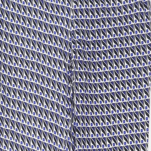 Dalia Womens Blue Geometric Polyester Chino Trousers Size 30 in Regular Hook & Eye