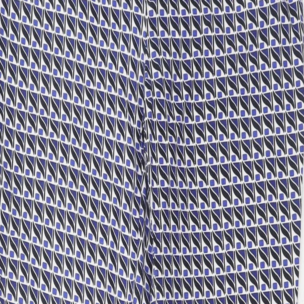 Dalia Womens Blue Geometric Polyester Chino Trousers Size 30 in Regular Hook & Eye
