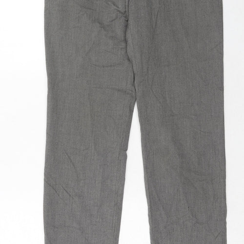 Marks and Spencer Mens Grey Polyester Trousers Size 30 in L33 in Regular Hook & Eye