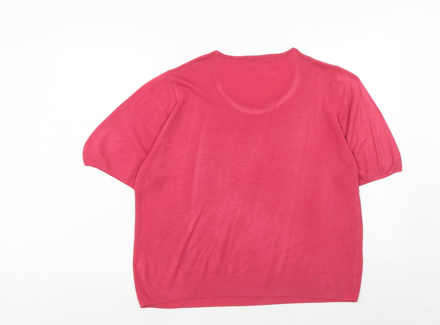 Marks and Spencer Womens Pink Round Neck Acrylic Pullover Jumper Size 20